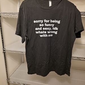 Black Graphic Tee with Humorous Print